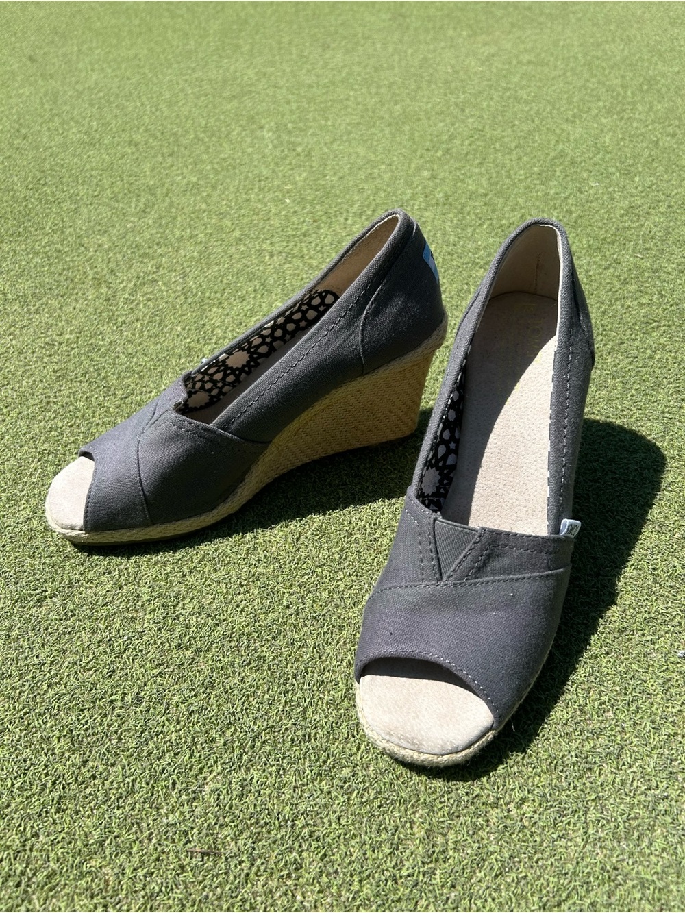 Vintage Toms Peep Toe Wedges, Size 8